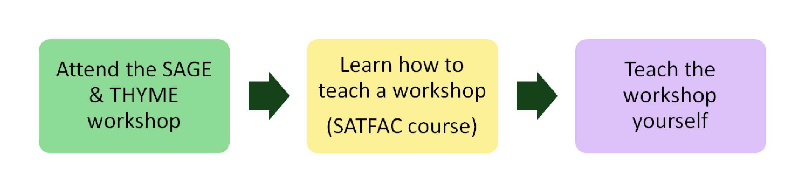 Attend a workshop, learn how to teach it, then teach the workshop yourself